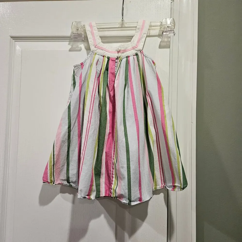 Gymboree White,‎ Pink, and Green Striped Dress Size 2T